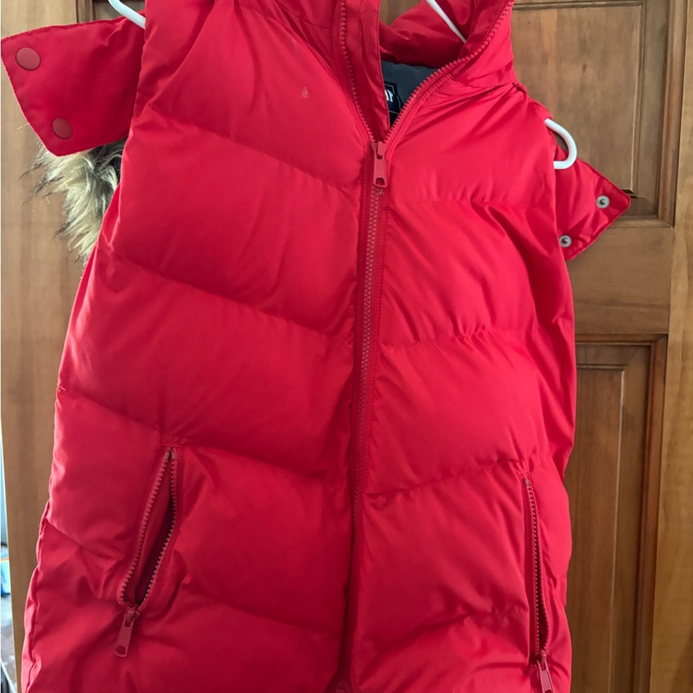 GAP Bright Red Puffer Vest with Hood